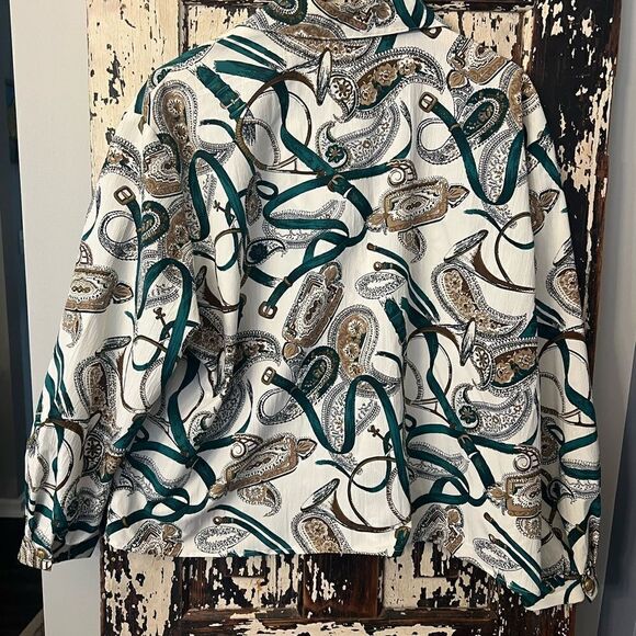 Vintage Nikki Women’s gold tone Button Belt  silky feel Blouse.  Size XL. - Picture 5 of 7